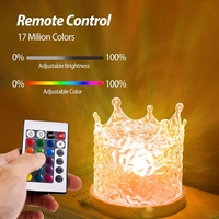 Lampe de table en cristal rechargeable RGB, 16 couleurs, lumière d'ambiance en forme de diadème, télécommande, veilleuse LED pour la décoration de la chambre de princesse
