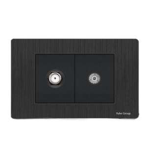 Panel de PC cepillado negro, toma de pared estándar americana Rj11, conector JC, combinación de toma y interruptor. - Product Image 4