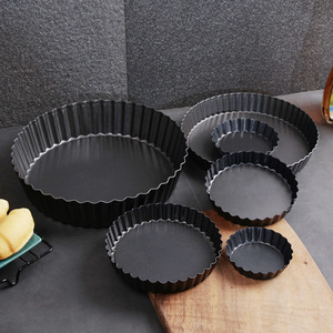 Round Non Stick Tart Pan Set Wavy Edge Cake <b>Mold</b> Baking Pan For Pie Quiche Pizza - Product Image 1