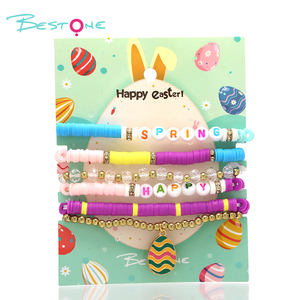 2025 joyería personalizada regalo de Pascua niña Golg pulsera de cuentas pulsera de arcilla con abalorio de huevos - Product Image 5