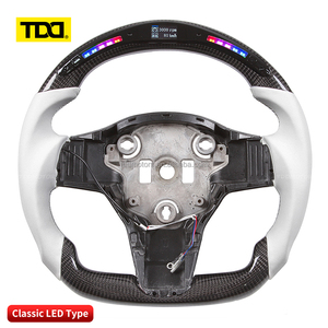 Volante de fibra de carbono TDD LED personalizado con cuero para Tesla Model 3/Y, hecho a medida - Product Image 3