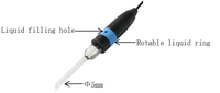 Sonde de pH en verre rechargeable pour électrode micro-pH, capteur de test d'eau de laboratoire 0-14 pH, 5 mm x 140 mm