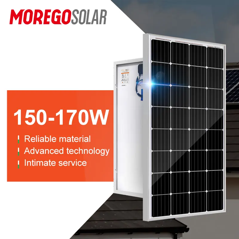 Moregosolar série pequena 12v 24v painéis mono solar 150w 160w 170w 180w preço para o sistema de painel de energia solar