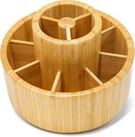 Support de rangement rotatif en bambou à 11 compartiments pour crayons, porte-stylos et organiseurs en bois pour bureau ou école, idéal pour le rangement des fournitures artistiques des enfants