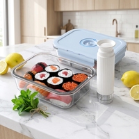 Stockage des aliments conteneurs scellés sous vide pour conserver les aliments plus longtemps empilables hermétiques idéal pour mariner la viande et les aliments avec pompe manuelle