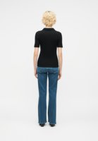 Jean évasé à boutons style marin pour femme, bleu délavé, coupe bootcut, denim, style rétro, vente en gros