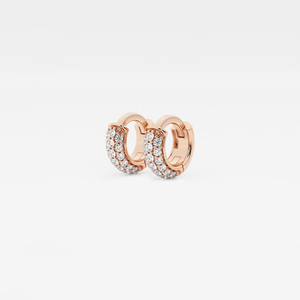 Pendientes de aro tipo huggie con segundo piercing, con diamante redondo cultivado en laboratorio de 1/5 ct, joyería elegante y minimalista para uso diario - Product Image 2