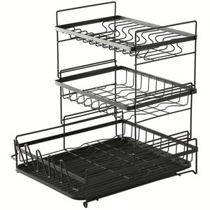 3-Tier Dish Drying <b>Rack</b> With Kitchen Utensil Drainer <b>Plate</b> <b>Rack</b> Kitchen Organizer - Product Image 6