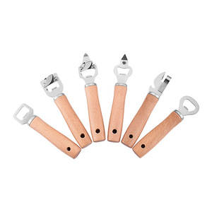 Multi-functional Bottle Opener Stainless Steel Wooden Handle For Beer And Soda Opening - Product Image 4