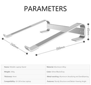 Soporte Premium para Portátil de Aleación de Aluminio de 4 mm, Elevador Ergonómico de Escritorio, Soporte Resistente con Disipación de Calor para Portátiles de 10 a <span class=keywords><strong>17</strong></span> <span class=keywords><strong>Pulgadas</strong></span> - Product Image 3