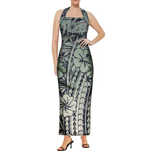 イブニングパーティードレススカートハワイアンLehuaプリントオンデマンドエレガントなプロムドレス女性用マキシドレス夏カスタム服 - Product Image 3