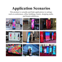 Pantalla LED Móvil de 3 Paneles, Tipo Cartel, con Base, 4K, Delgada, Señalización Digital sobre Ruedas para Tiendas, Centros Comerciales y Exposiciones