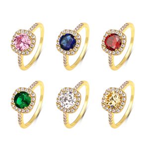 Anillo de Circonia Cúbica Cuadrado Grande Chapado en Oro de 18K con Pavé de Diferentes Colores, Venta Caliente 2026 - Product Image 3