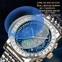 Jam Tangan Pria Binbond 8632 B8632 Mewah Dial Berlian Baja Anti Karat Gerakan Quartz Fase Bulan Bercahaya Tanggal untuk Pria