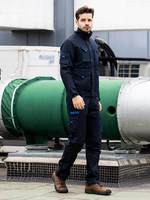 Vêtements de travail pour atelier de réparation automobile en sergé de polycoton, résistants aux taches, durables et personnalisables : veste et pantalon