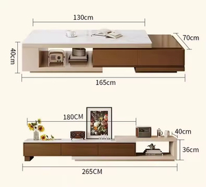 Muebles <span class=keywords><strong>de</strong></span> Salón Modernos y Sencillos, Mueble para <span class=keywords><strong>TV</strong></span> <span class=keywords><strong>de</strong></span> Madera, Juego <span class=keywords><strong>de</strong></span> Mesa <span class=keywords><strong>de</strong></span> Centro y Mueble para <span class=keywords><strong>TV</strong></span> con Superficie <span class=keywords><strong>de</strong></span> Piedra - Product Image 4