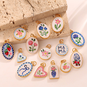 Pendentif en émail de mode européenne et américaine, formes variées, fraise, cœur, accessoires de bijoux DIY pour la fabrication de colliers - Product Image 2