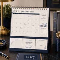 Calendrier de bureau sur pied personnalisé Hongbo 2027 avec suivi des habitudes, des priorités et des notes, planificateur mensuel de bureau en spirale facile à écrire sur
