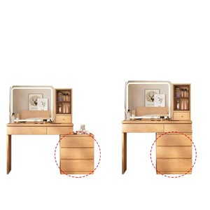 Oak Dressing <b>Table</b> Solid Wood Modern Minimalist Bedroom Vanity With Storage Drawers Makeup Desk With <b>Mirror</b> And Chair Set - Product Image 5