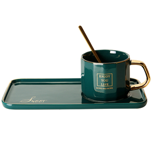 Taza de Café Espresso de Cerámica y Porcelana Ecológica de 220 ml, Estilo Nórdico, con Asa Dorada y Logotipo Personalizado en Varios Colores, con Platillo - Product Image 5