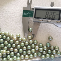 Perles d'eau douce vert olive de qualité supérieure, 8-10 mm, perles naturelles en vrac, demi-perles non percées, excellent prix