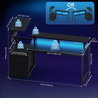 Bureau de jeu réglable en hauteur Hetium, moderne et ergonomique, avec moteur unique, contrôleur électrique intelligent, structure en bois massif et acier