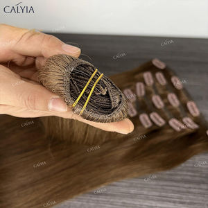 Venta al por mayor barato 100% ruso humano Remy encaje Clip-In extensiones de cabello sin costuras de lujo indio onda Clip-In pelo 100% cabello humano - Product Image 2