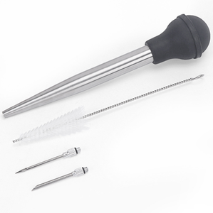 Novelty of 4 <b>Meat</b> Kit Syringe for Cooking Stainless Steel Turkey Baster With Injector and Cleaning Brush Set - Product Image 2