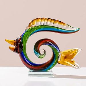 간단한 스타일 손으로 만든 컬러 유리 물고기 장식품 - Product Image 5