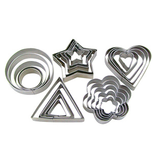 5-piece stainless steel cookie cutter <b>set</b>, geometric cake cookie cutter, chocolate slicer, mousse ring DIY <b>baking</b> kit - Product Image 5
