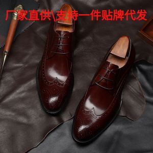 Italian Design Plus Size <b>Pointed</b> Oxford Patchwork Dress Shoes Men Genuine Leather Formal Casual Breathable <b>Light</b> Weight Spring - Product Image 3