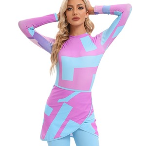 Großhandel <span class=keywords><strong>Borkini</strong></span> Muslim Langarm Frauen Badeanzug Solid Badeanzug 4-teiliges Set Islamic Women Mediocre Badeanzug - Product Image 2