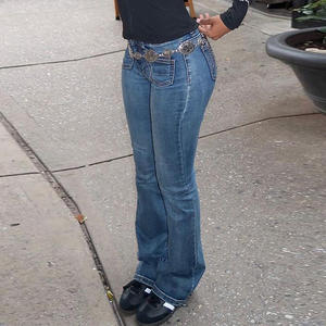 High Street Y2K Custom Made das Mulheres Apertado Corte Reto Impressão <span class=keywords><strong>Jeans</strong></span> Skinny Super Cintura Baixa Sexy Elástico Denim Cowgirl Algodão - Product Image 5