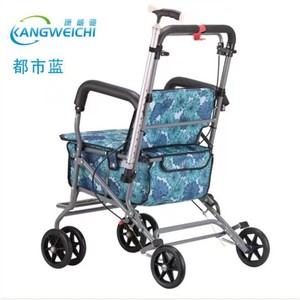 Kangweichi <b>Folding</b> Shopping <b>Walker</b> Four Wheel Senior Mobility Aid Urban Blue - Product Image 1