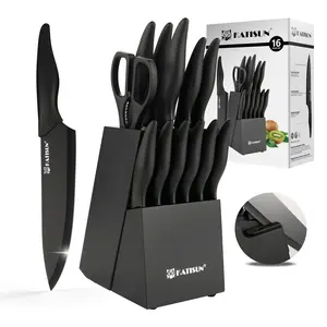 Best-seller <span class=keywords><strong>Set</strong></span> <span class=keywords><strong>de</strong></span> 16 couteaux <span class=keywords><strong>de</strong></span> chef <span class=keywords><strong>de</strong></span> <span class=keywords><strong>cuisine</strong></span> professionnels en acier inoxydable avec bloc à couteaux en bois - Product Image 1