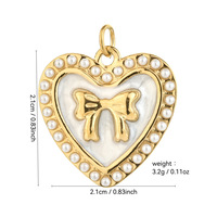 Breloques en acier inoxydable émaillé, pendentifs cœur, nœud, cerise, ovale, étoile avec bordure perlée pour la fabrication de colliers, boucles d'oreilles et porte-clés DIY