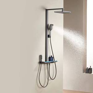 ชุดฝักบัวติดผนังแบบเรนชาวเวอร์ 3 ฟังก์ชั่น พร้อมแผงทองเหลืองและปุ่มกดแบบเปียโน สำหรับโรงแรมหรูทันสมัย - Product Image 2