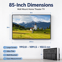 Téléviseur intelligent Android 15 LED LCD 4K UHD à écran plat en verre trempé de 70/85/86/90 pouces