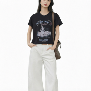New Women's Breathable Collarless Short Sleeved <b>T</b>-<b>shirt</b> EL Flashing Logo Summer Casual Top Versatile Base <b>Shirt</b> - Product Image 1