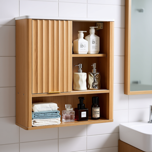 Étagère murale réglable pour salle de bain, en bois, 3 niveaux, rangement ouvert, design minimaliste pour salle de bain - Product Image 2