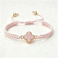 Bracelets en macramé faits main, ajustables, pour femmes et filles, avec un trèfle à quatre feuilles porte-bonheur