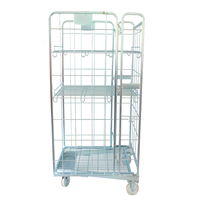 Chariot à palettes métallique à 4 côtés avec panneaux grillagés pour un stockage sécurisé et visible des stocks dans les usines