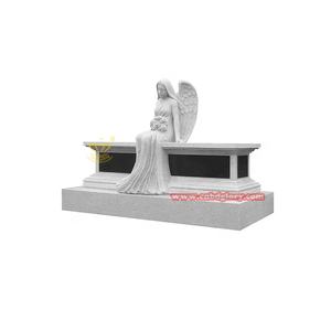 Mezarlık mermer melek heykeli zarif taş el sanatları sanat heykel mezar taşı anıtı üzerinde oturan kalıcı hatırlama için tasarım - Product Image 1