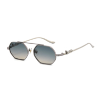 Lunettes de soleil tendance 2027 avec logo personnalisé, montures métalliques polygonales, mode tendance pour femmes et hommes