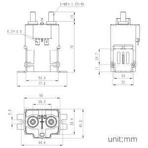 Contactor de CC de Alta Tensión Monofásico 500VDC 200A 16kA Capacidad de Ruptura Certificado CE Modelo EVC5A ALQ - Product Image 4