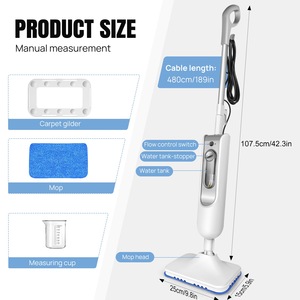 Nettoyeur vapeur électrique blanc 1500W, réservoir d'eau 400mL, outil de nettoyage vapeur pour sols domestiques, chauffage détachable en 25 secondes - Product Image 2