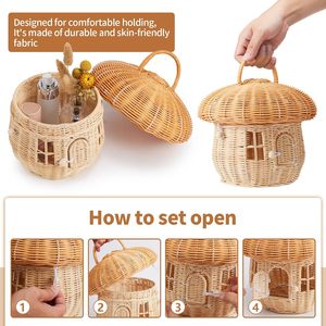 Handgefertigter Minimalistischer Pilzförmiger Aufbewahrungskorb aus Weide für Draußen, Kinder, Dekoration, Fotografie-Requisiten - Product Image 6