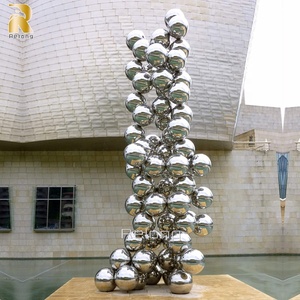 Tượng điêu khắc quả cầu thép không gỉ đánh bóng khổng lồ RELONG, nghệ thuật hiện đại cho quảng trường công cộng ngoài trời - Product Image 2