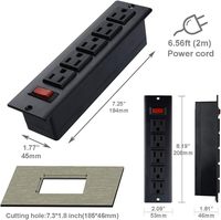 Station de charge électrique montable noire sous le bureau avec prises 5AC prises de bureau pour multiprise encastrée dans l'armoire