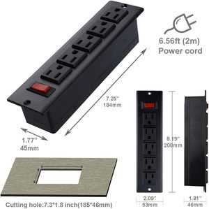 Station de charge <span class=keywords><strong>électrique</strong></span> montable noire <span class=keywords><strong>sous</strong></span> le bureau avec prises 5AC prises de bureau pour multiprise encastrée dans l'armoire - Product Image 3